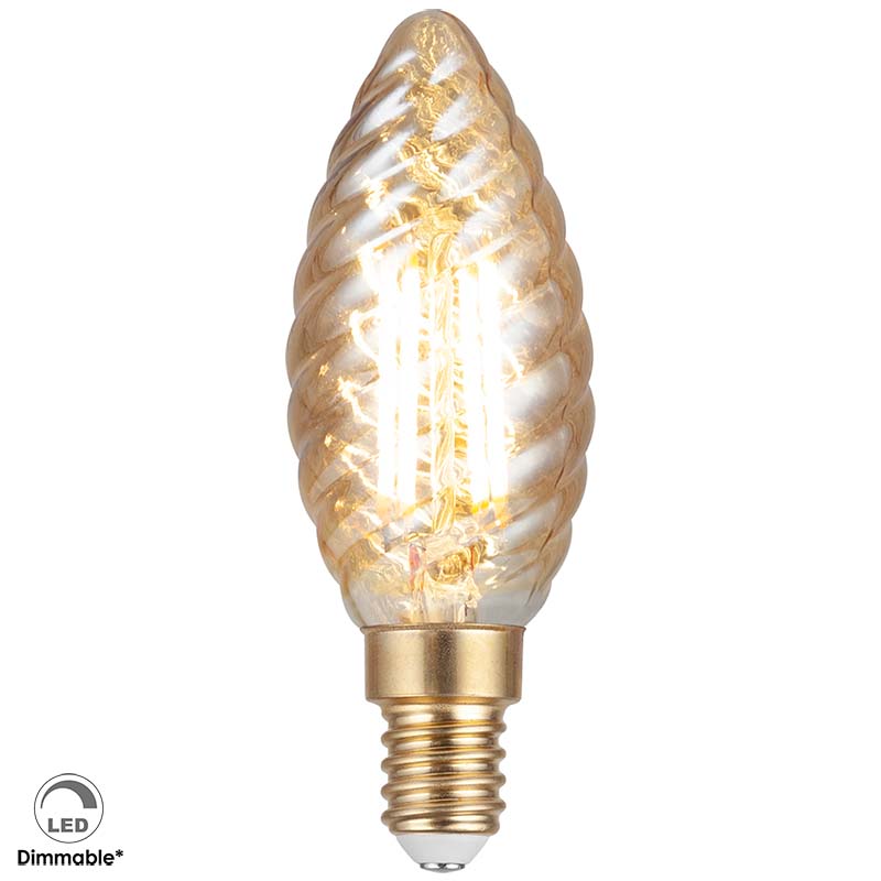 الإضاءة مع 230V E14 C35 Twist LED 4W لمبة العنبر القابلة للتعتيم