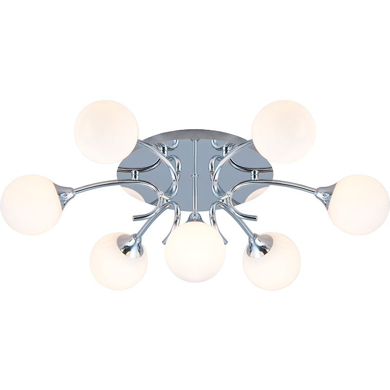 تصميم زجاجي أنيق IP21 Round Ceiling Light 7lys Opal Glass G9