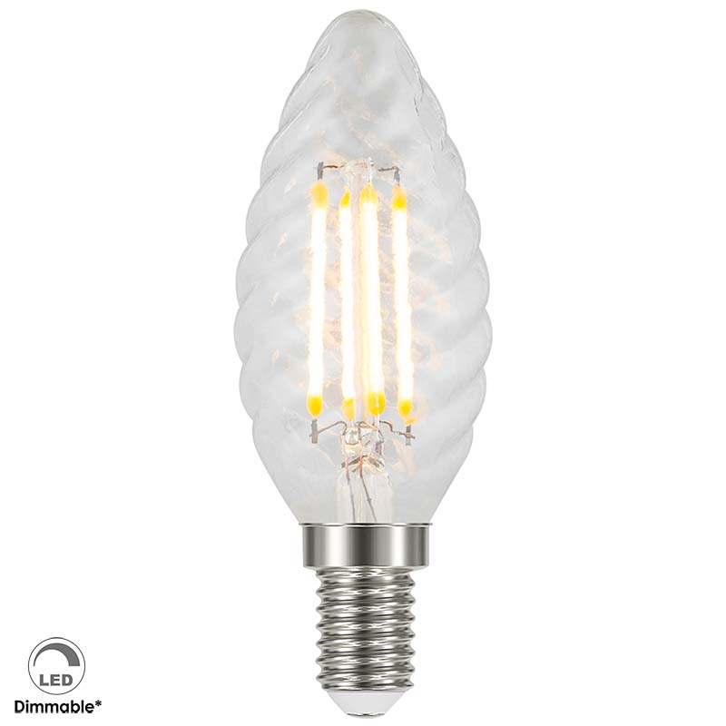 230V E14 C35 تويست LED 4W خافت واضح