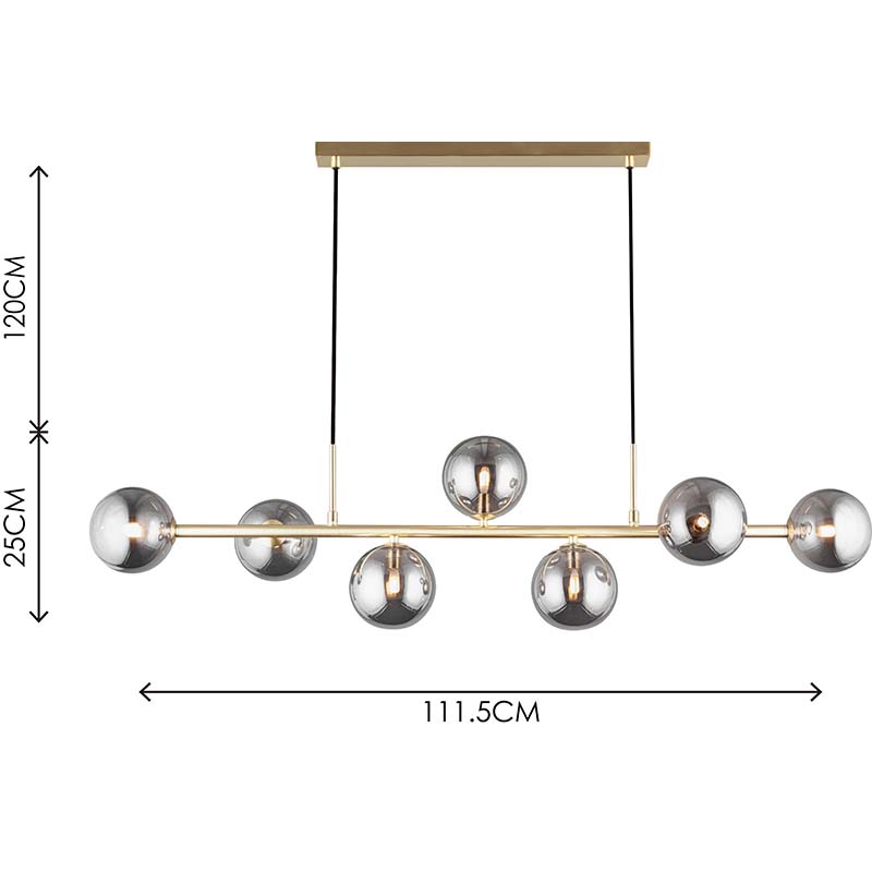 مصباح معلق بتصميم إسكندنافي قابل للتعديل 7lys Matt Brass & Smoky Glass G9