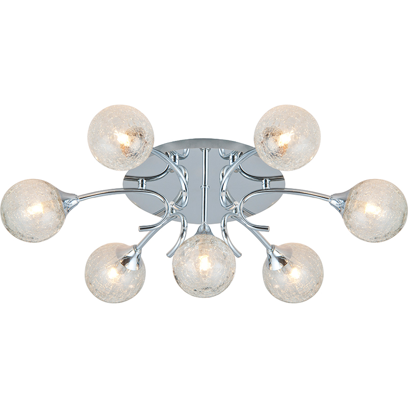 تصميم زجاجي أنيق IP21 Round Ceiling Light 7lys Opal Glass G9