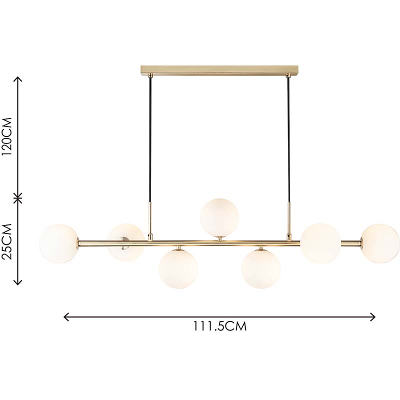 مصباح معلق بتصميم إسكندنافي قابل للتعديل 7lys Matt Brass & Opal Glass G9